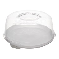 Prato Para Bolo 28 cm De Plástico Com Tampa E Alça Branco